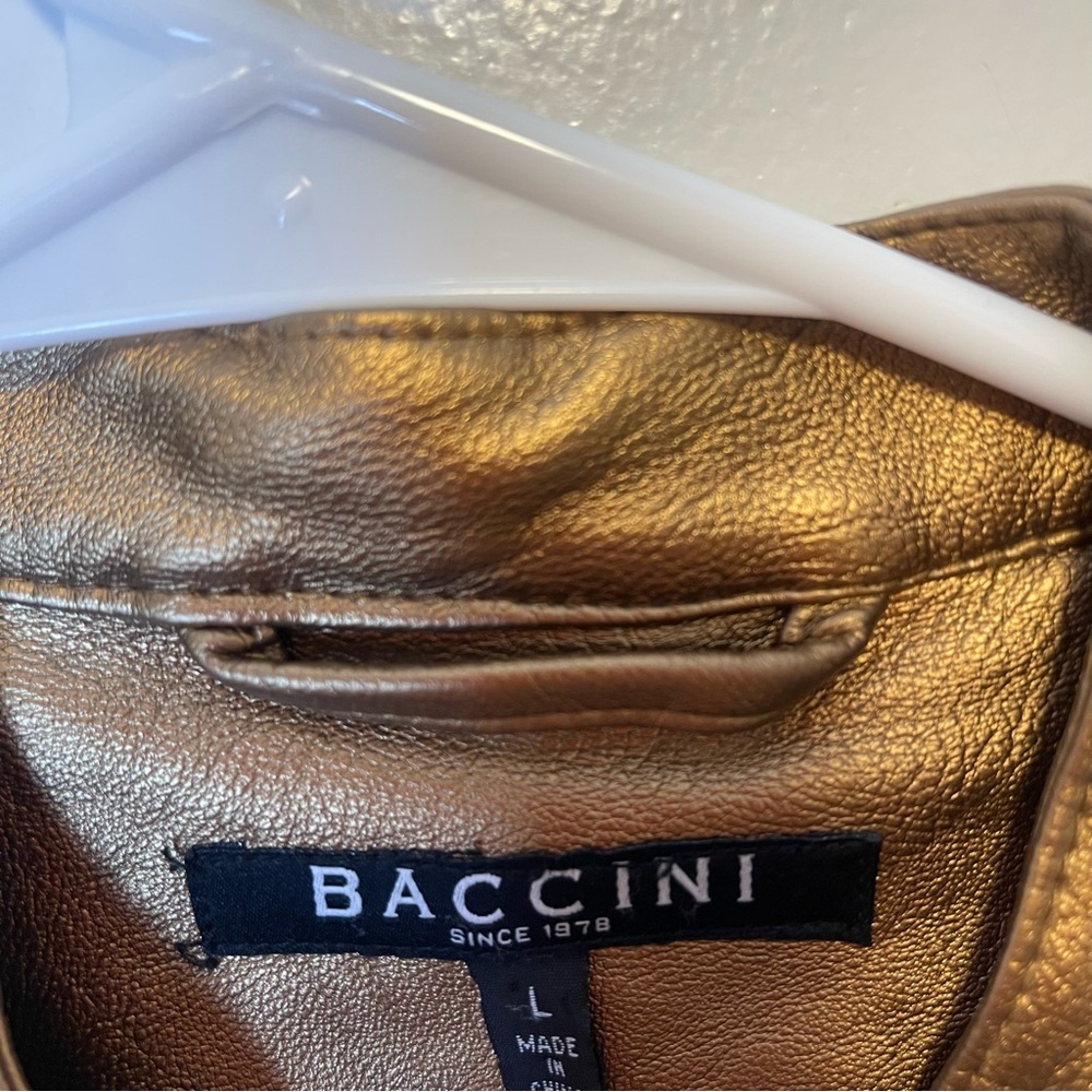 Baccini Metallic Bronze Leather Jacket View 3